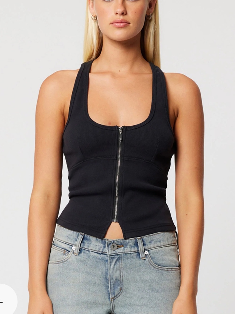 Revolve WHITE Abrand Ribbed Zip-Front Tank